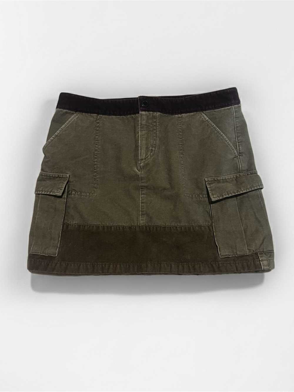 Undercover Olive Green Patchwork Cargo Mini Skirt